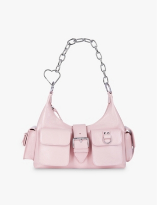 THE KOOPLES WOMENS AMELIA CHAIN-HANDLE LEATHER SHOULDER BAG PINK 