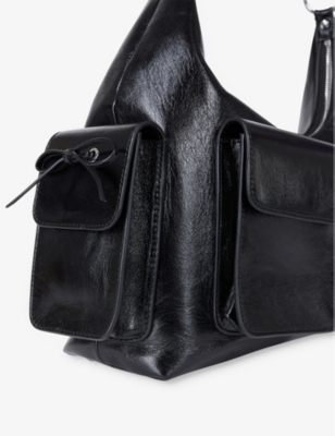 Shop The Kooples Womens Black Amelia Xl Leather Shoulder Bag