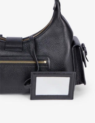 Shop The Kooples Womens Black Amelia Multi-pocket Leather Shoulder Bag