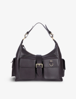 The Kooples Womens Brown Amelia Multi-pocket Leather Shoulder Bag