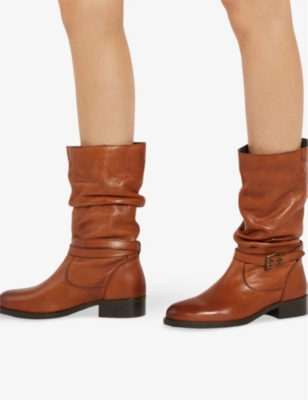 DUNE WOMENS DUNE TASA SLOUCH LEATHER BOOTS 