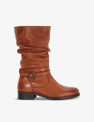 DUNE WOMENS DUNE TASA SLOUCH LEATHER BOOTS 