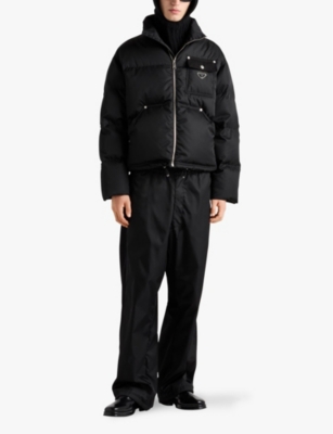 Prada Mens  Re-nylon Cropped Recycled-nylon Shell-down Jacket In Black
