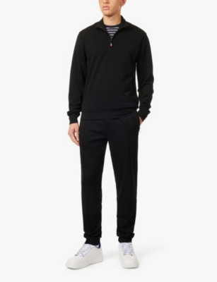 Orlebar Brown Mens Black Struma Tapered-leg Wool-jersey Jogging Bottoms In Black