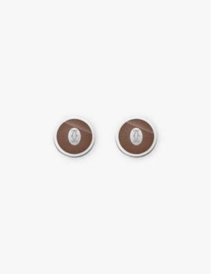 CARTIER MENS SILVER AND BROWN C DE CARTIER STERLING-SILVER CUFFLINKS 