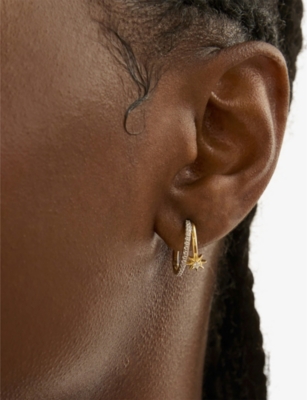 Astrid & Miyu Gold-plated Sterling Silver And Cubic Zirconia Cosmic Illusion Hoop Earrings In 18ctgoldplatedsilver
