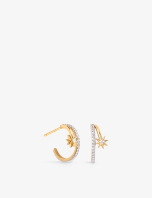 Astrid & Miyu Gold-plated Sterling Silver And Cubic Zirconia Cosmic Illusion Hoop Earrings In 18ctgoldplatedsilver