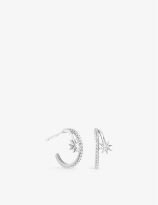 Astrid & Miyu Womens Rhodiumplatedsilver Cosmic Illusion Rhodium-plated Recycled Sterling-silver And Cubic Zirconi In Rhodiumplatedsilver