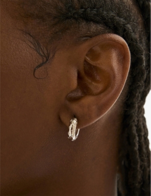 ASTRID & MIYU: Cosmic Dome small 18ct yellow-gold plated brass and cubic zirconia hoop earrings