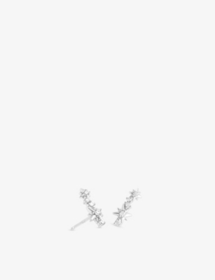 ASTRID & MIYU: Cosmic Crystal Rhodium-Plated Sterling-Silver and Zirconia Climber Stud Earrings