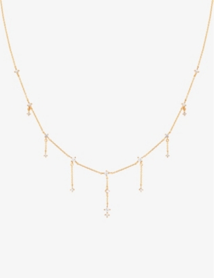 ASTRID & MIYU: Cosmic Charm 18ct yellow gold-plated sterling-silver and cubic zirconia drop necklace