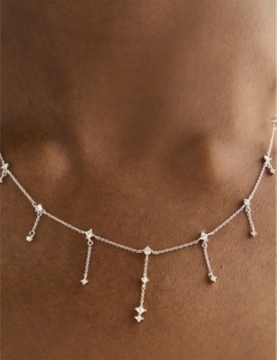 ASTRID & MIYU: Cosmic Charm 18ct yellow gold-plated sterling-silver and cubic zirconia drop necklace