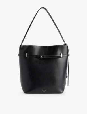 Shop Verafied Womens Belted Leather Tote Bag Black