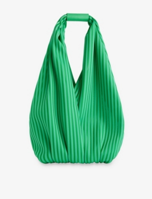 ISSEY MIYAKE WOMENS WINTER GREEN LINEAR LARGE KNITTED TOTE BAG