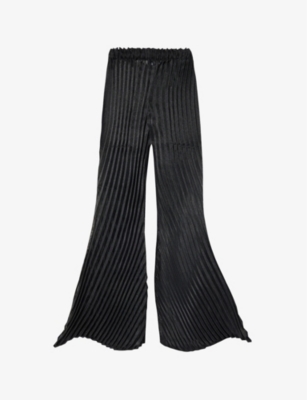 Issey Miyake Womens Black Wander Relaxed-fit Flared-leg Knitted Trousers
