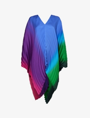 ISSEY MIYAKE WOMENS AFTERNOON NUANCE PLEATS MULTICOLOUR RELAXED-FIT KNITTED CAPE