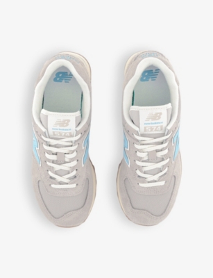 Shop New Balance Womens 574 Logo-embossed Suede Low-top Trainers Moonroc In Moonrock