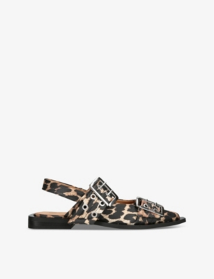 Ganni Feminine Fabric Slingback Pumps In Animal Print