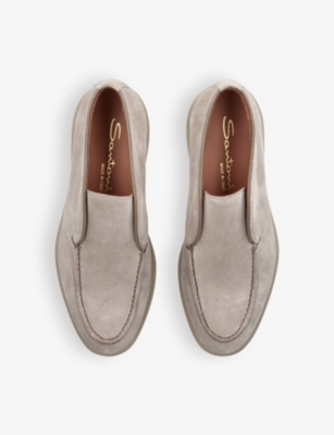 Santoni Womens  Andvari Slip-on Suede Boots In Grey