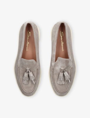 Shop Santoni Womens Mid Brown Feudal Suede Loafers Eur 36 / 3 Uk