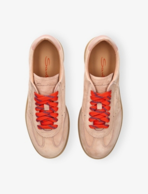 Santoni Womens Pale Pink Oly Pulse Suede Low-top Trainers Eur 40 / 7 Uk