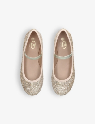 PAPOUELLI: Kids' Bug glitter-embellished leather pumps