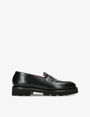 Grenson Mens  Lloyd Slip-on Leather Penny Loafers In Black