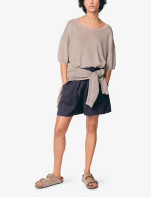 The White Company S  Relaxed-fit Round-neck Linen T-shirt In Brown