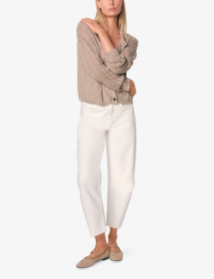 The White Company S Hazelwood Round-neck Cable-knit Linen Cardigan Xl