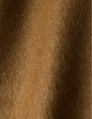 Prada Logo-plaque Silk-cashmere Scarf In Brown