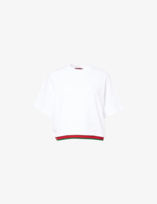 GUCCI: Cropped Boxy-Fit Cotton-Jersey Sweatshirt
