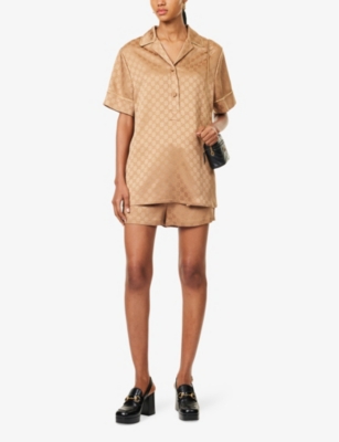 GUCCI: Hammered Monogram Woven-Blend Shirt