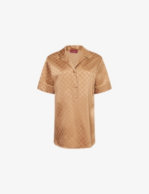 GUCCI: Hammered Monogram Woven-Blend Shirt
