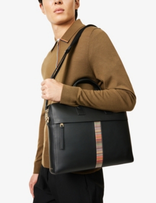 Signature Stripe Business double-zip leather folio