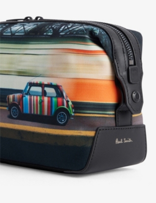 Signature stripe printed woven washbag