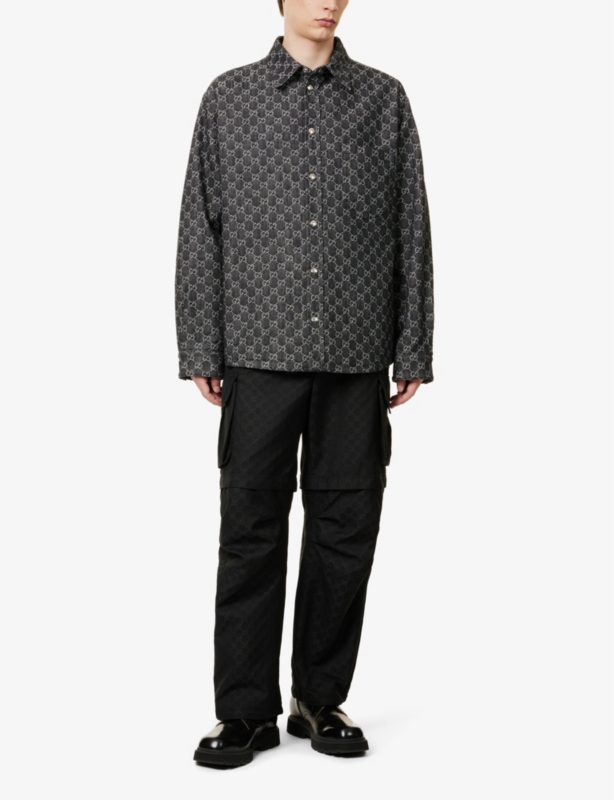 Reversible padded relaxed-fit cotton shirt