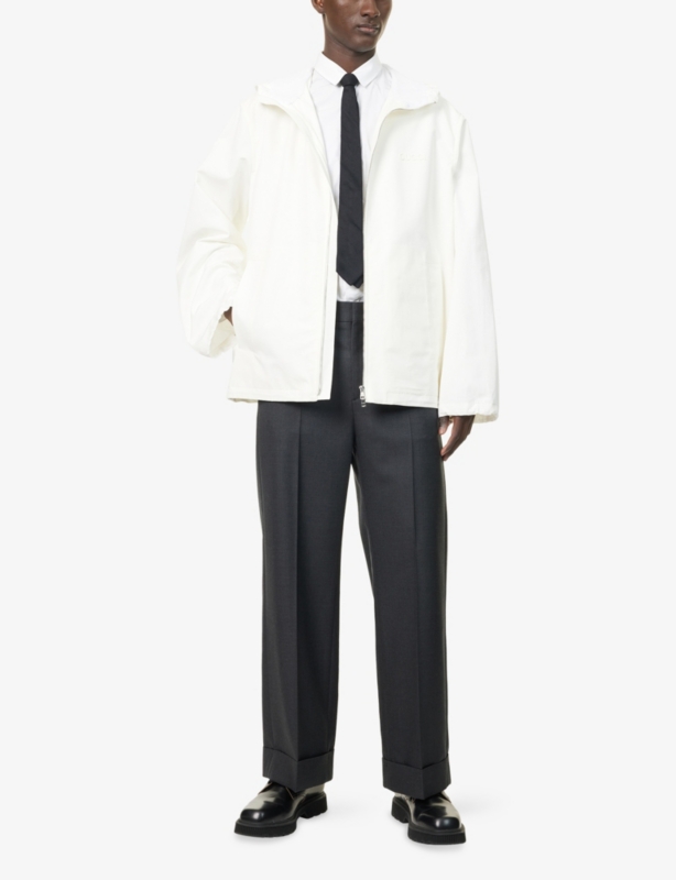 Logo-Print Grid-Woven Cotton Jacket