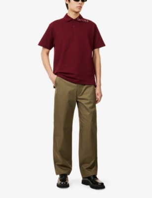 Gucci Mens Regular-fit Brand-print Cotton-pique Polo Shirt Rosso Ancora Mc Xxl In Rosso Ancora Mc
