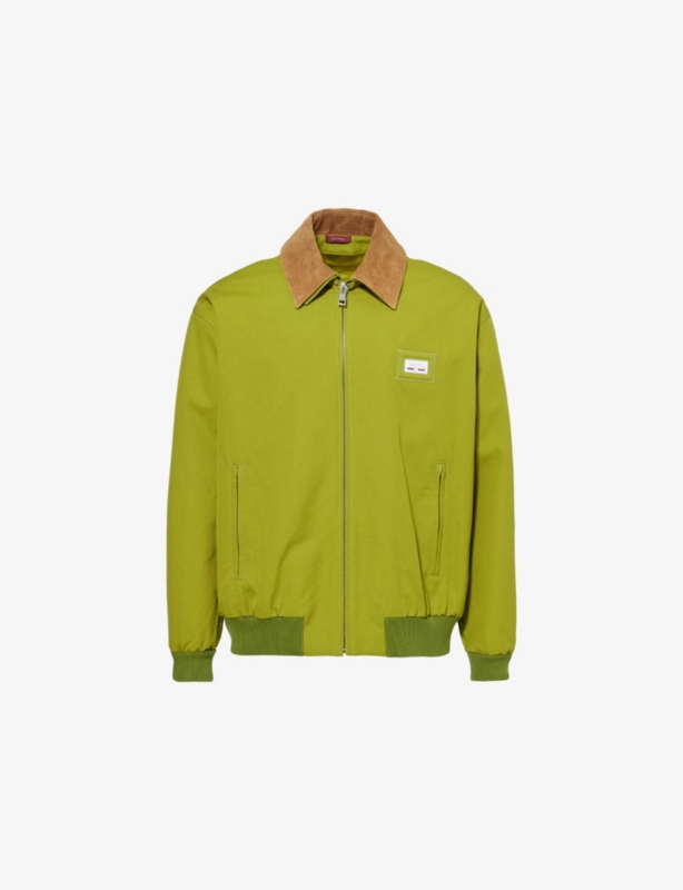 Pointed-collar monogram cotton-canvas jacket