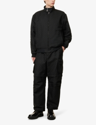 GUCCI: Monogram-pattern wide-leg regular-fit woven trousers
