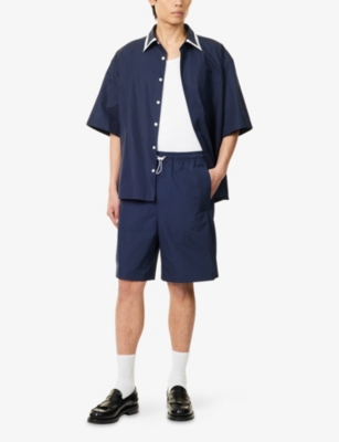 null: Contrast-Collar Oversized Cotton Shirt