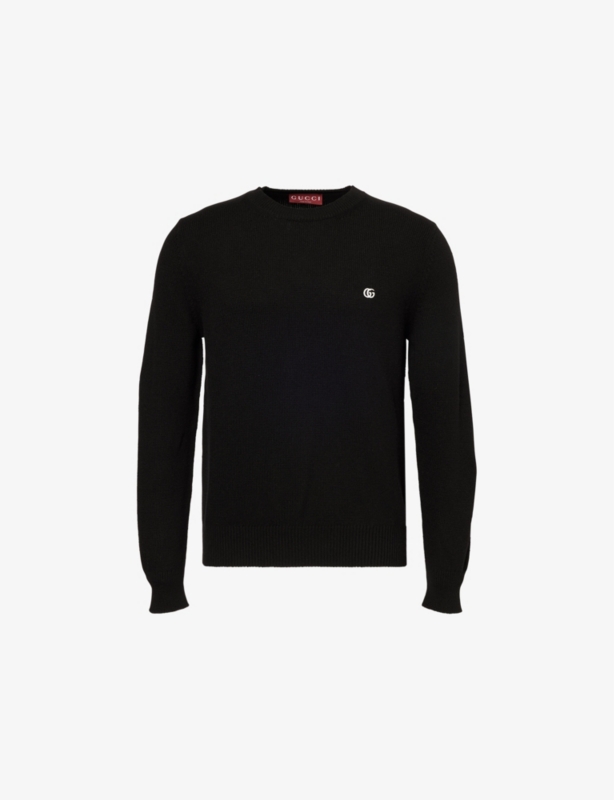 Logo-embroidered crewneck wool and cashmere jumper