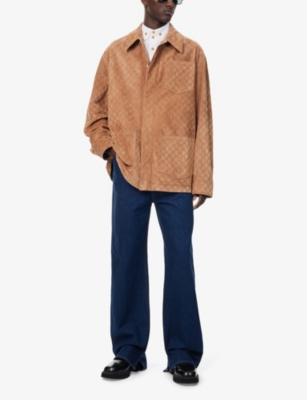 Gucci Logo Patch Straight-leg Jeans In Dark Blue Mix