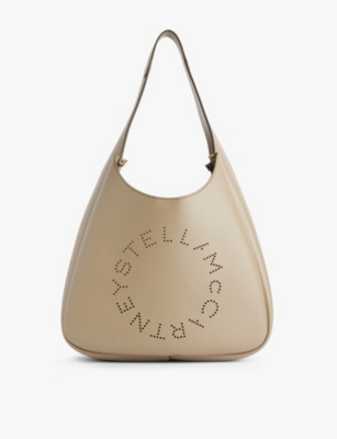 Stella Mccartney Womens  Logo Slouchy Hobo Faux-leather Tote Bag In Bamboo