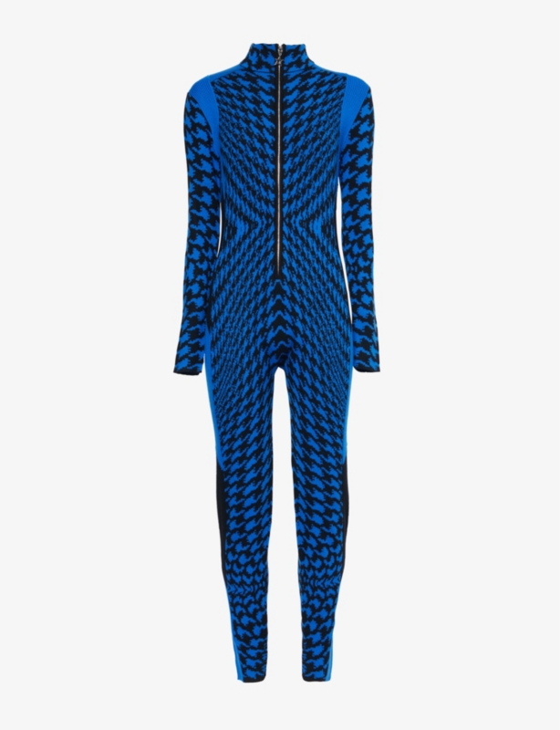 Bella twisted houndstooth-pattern merino-wool jumpsuit