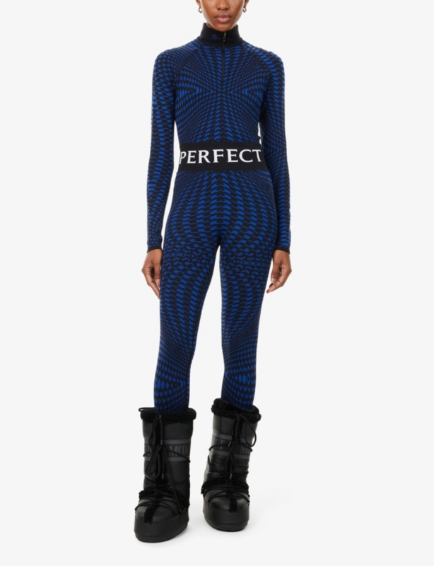 Jacquard high-neck stretch-woven top