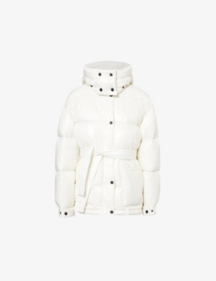 PERFECT MOMENT WOMENS SNOW WHITE MAYA BELTED SHELL-DOWN PARKA JACKET 