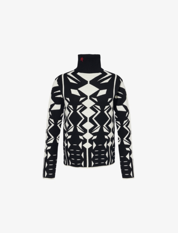 Geometric-pattern roll-neck merino-wool jumper