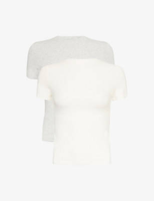 SKIMS: Round-Neck Pack-of-Two Stretch-Cotton T-Shirt