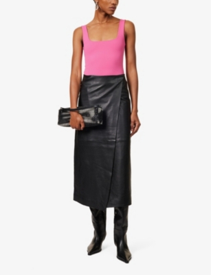 GOOD AMERICAN WOMENS SCUBA SQUARE-NECK STRETCH-WOVEN BODY BALLERINA PINK004 XS 